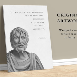 Seneca Artwork Wrapped Canvas, Roman Stoic Philosopher, Seneca Quote, Stoic Poster, Stoicism Wall Art, Memento Mori Stoic, Philosophy Gift