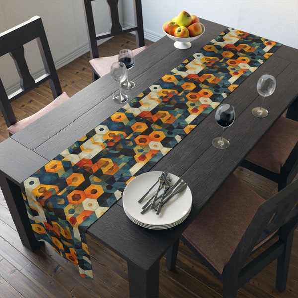 Abstract Honeycomb Harmony Artistic Table Runner - Ideal Birthday and Christmas Gift