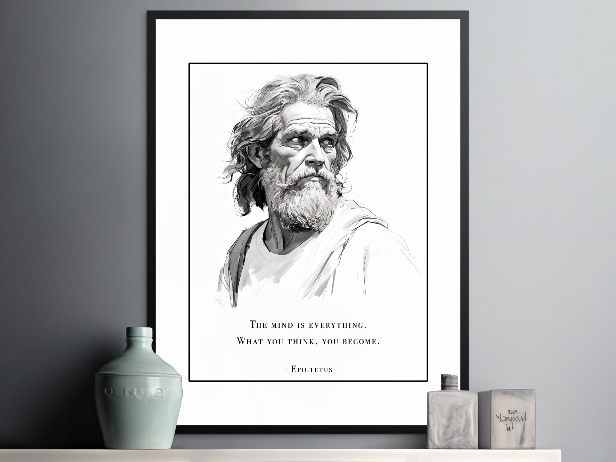 Epictetus-Kunstwerk, Kraft des Geistes und des Denkens – stoische Lehren über Transformation und Selbstverwirklichung