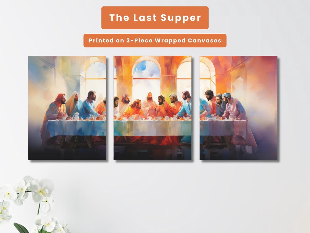 The Last Supper 3 Panel Canvas Christian Wall Art for Home Jesus and ...