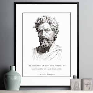 Marcus Aurelius Senator Art, Stoic Wisdom on Thought Quality and Life&#39;s Joy - Timeless Wall Decor