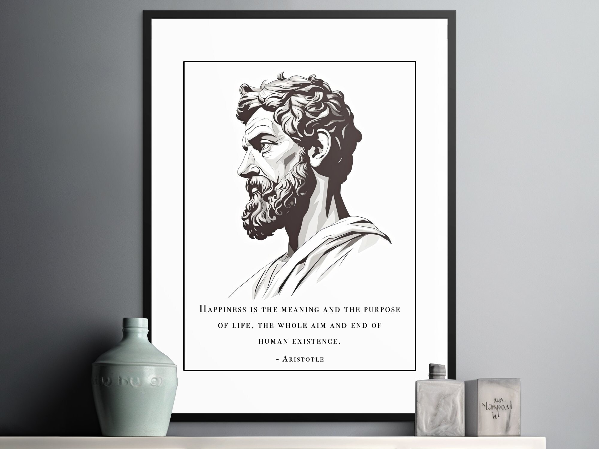 Aristotle Digital Print, Happiness as Life's Purpose - Ancient Reflections on Joy and Human Existence