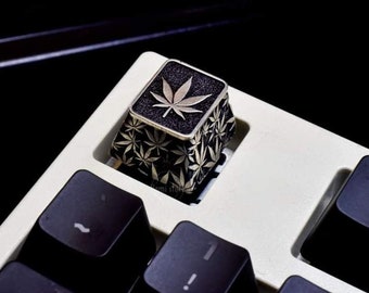 Handmade Sterling Silver Night Leaf Keycap for Mechanical Keyboard