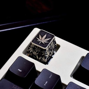MiniDiary| Limited Night Leaf Keycap Custom Handmade  Premium Solid Sterling Silver Keycap for Mechanical Gaming Keyboard