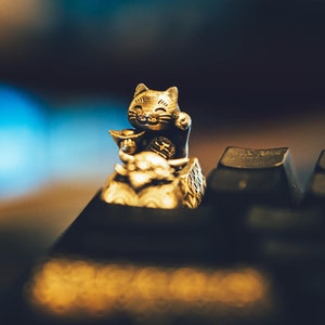 MiniDiary| Limited  Lucky Cat Keycap Custom Handmade  Premium Solid Sterling Silver Keycap for Mechanical Gaming Keyboard Gift art