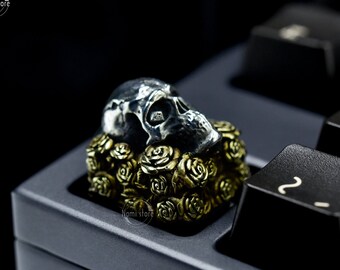 MiniDiary| Limited Skull Keycap Premium Keycap Custom Handmade  Premium Solid Sterling Silver Keycap for Mechanical Gaming Keyboard