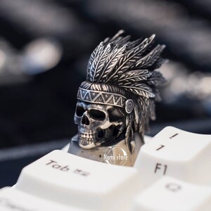 MiniDiary| Niestandardowe, ręcznie robione nakładki na klawisze w kształcie czaszki Premium Solid Sterling Silver Artisan do mechanicznej klawiatury do gier