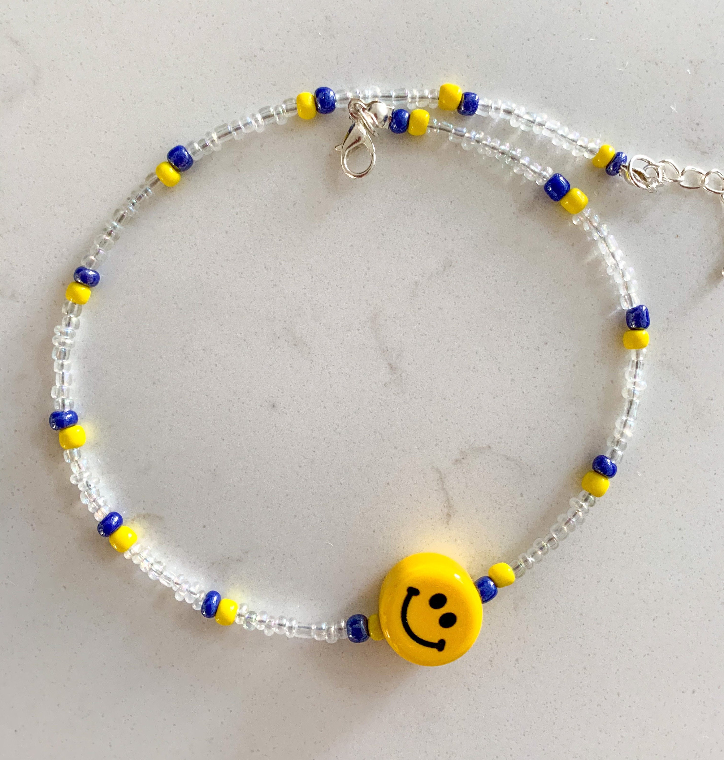 beaded smiley necklace