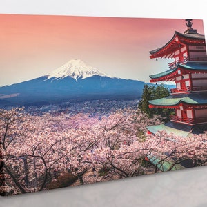 Mount Fuji Canvas Wall Art, Large Framed Japan Landscape Print Home Decor Wall Art, Aesthetic Room Decor, Wall Decor Print Home Gift