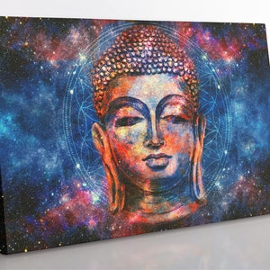 Framed Buddha Canvas Print: Sacred Geometry Wall Art