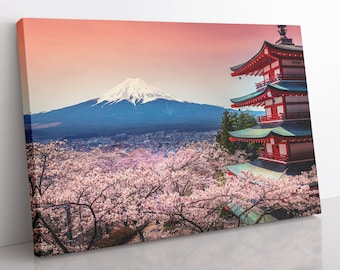 Mount Fuji Canvas Print: Japan Cherry Blossom Landscape Wall Art