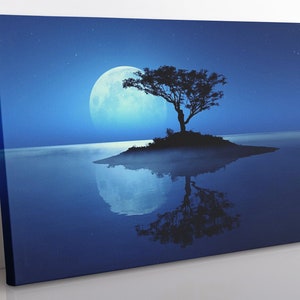 Full Moon Tree of Life Landscape Canvas Wall Art, Framed Moon Landscape ...