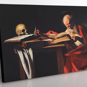Caravaggio Saint Jerome Writing Canvas Art: Framed Classical Print