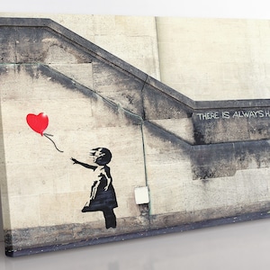 Banksy Canvas Wall Art - Girl With Balloon, Large Framed Modern Art Banksy Print,  Fine Art Print, Graffiti Street Art Wall Decor Print