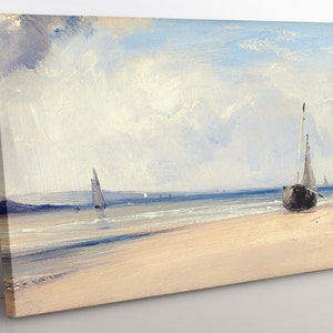 Richard Parkes Bonington - An Estuary In Northern France Canvas Wall Art, Framed Nautical Seascape Fine Art Canvas Print, Coastal Wall Decor
