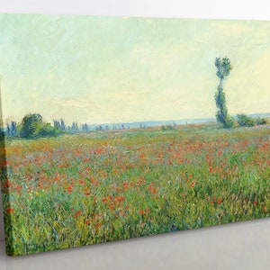 Claude Monet - Poppy Field Canvas Wall Art, Large Framed Classical Art Fine Art Print, Monet Print Home Decor Wall Art, Monet Wall Decor