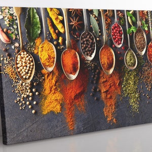 Herbs And Spices Kitchen Decor Canvas Wall Art, Large Framed Spice Print Home Decor Wall Art, Aesthetic Room Decor Restaurant Wall Art