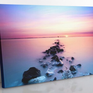 Ocean Sunset Minimalist Canvas Wall Art, Large Framed Ocean Landscape Print Home Decor Wall Art, Aesthetic Room Decor, Wall Decor Print