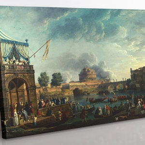 Tiber River Sporting Contest Canvas Wall Art: Claude-Joseph Vernet Print
