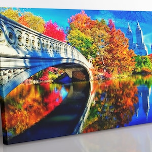 Central Park Autumn Canvas Print: Framed NYC Cityscape Wall Art