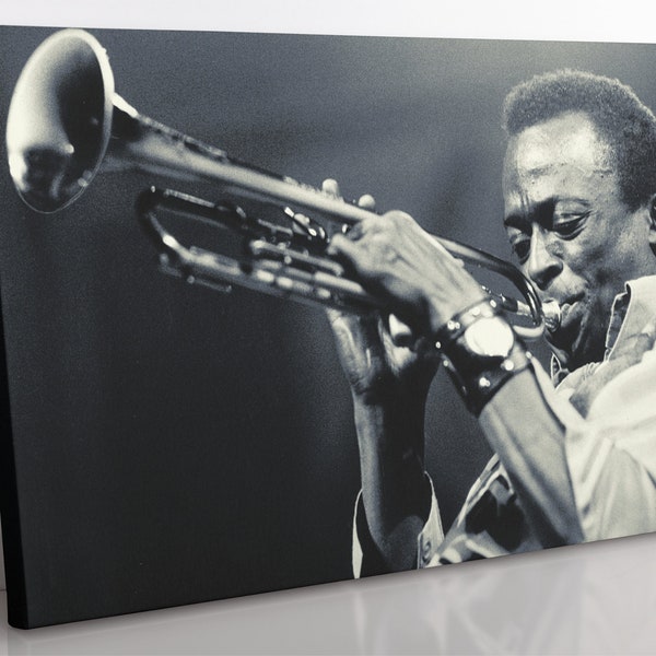 Miles Davis Canvas Wall Art, Large Framed Jazz Trumpet Print Home Decor Wall Art, Aesthetic Room Decor Jazz Lover Gift, Miles Davis Print