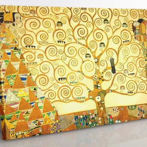 Gustav Klimt - The Tree Of Life Canvas Wall Art, Large Framed Classical Fine Art Canvas Print, Aesthetic Room Decor Home Decor Wall Art