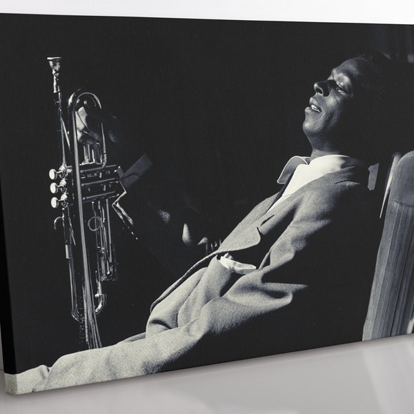 Miles Davis Canvas Wall Art, Large Framed Jazz Trumpet Print Home Decor Wall Art, Aesthetic Room Decor Jazz Lover Gift, Miles Davis Print