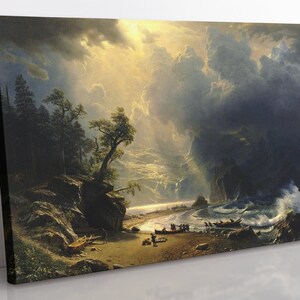 Albert Bierstadt - Puget Sound On The Pacific Coast Canvas Wall Art, Landscape Wall Art Fine Art Home Decor Wall Art, American Art Print