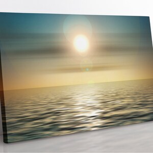 Ocean Sunset Minimalist Canvas Wall Art, Ocean Print Home Decor Wall Art, Aesthetic Room Decor Ocean For Office, Living Room Art Print