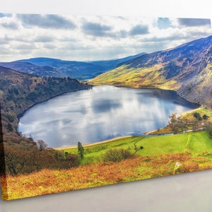 Lough Tay Ireland Canvas Wall Art, Large Framed Ireland Print Home Decor Wall Art, Aesthetic Room Decor For Office, Living Room Art Print