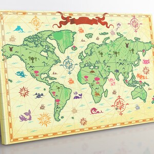 Ancient World Map Canvas Print: Educational Kids Room Decor
