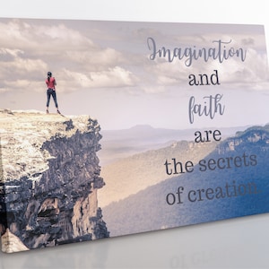 Inspirational Quote Canvas Wall Art, Framed Mountain Landscape Canvas Print Home Decor Wall Art, Aesthetic Room Decor Motivational Art