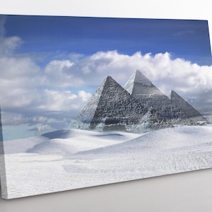 Snowy Pyramids Canvas Print: Framed Egypt Wall Art