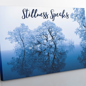 Stillness Speaks Canvas Print: Inspirational Quote, Framed Wall Art