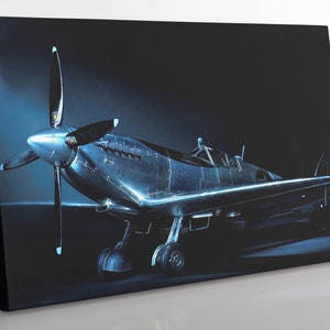 Spitfire Aircraft Canvas Print: Framed Vintage Airplane Wall Art