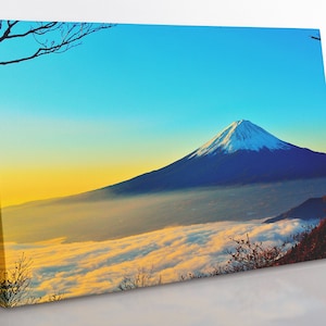 Mount Fuji Japan Canvas Wall Art, grote ingelijste landschap print home decor kunst aan de muur, esthetische kamer decor print, muur decor print home gift