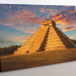 Chichen Itza Pyramid Canvas Print: Framed Mayan Wall Art
