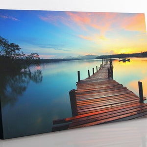 New Zealand Lake Sunset Canvas Print: Framed Landscape Wall Art