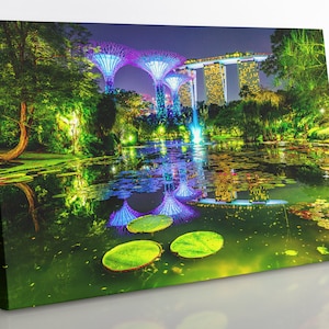 Singapore City Skyline Canvas Print: Framed Home Decor Wall Art
