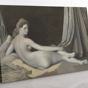 Ingres Odalisque in Grisaille Canvas Art: Framed Fine Art Print