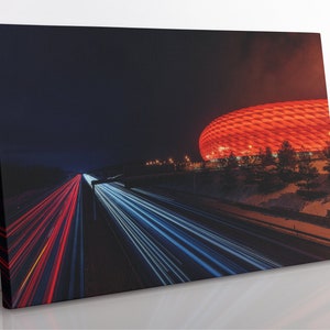 Bayern Munich Stadium Canvas Art: Large Framed Giclee Print