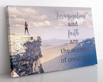 Motivierende Berge Leinwanddruck: Inspirierendes Zitat Wandkunst