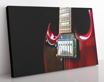 Framed Electric Guitar Canvas Print: Modern Music Room Wall Art