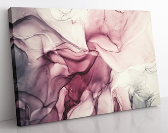Abstract Alcohol Ink Canvas Art: Large Framed Marble Print