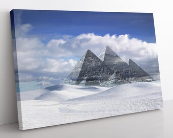 Snowy Pyramids Canvas Print: Framed Egypt Wall Art