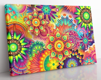 Framed Mandala Canvas Wall Art: Sacred Geometry Print