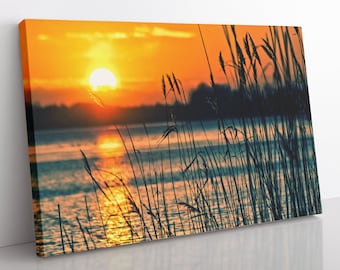 Sonnenuntergang See Leinwanddruck: Gerahmte Natur Wandkunst