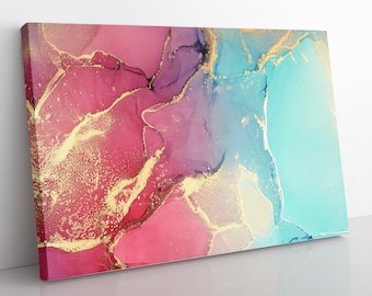 Abstract Alcohol Ink Canvas Print: Modern Marble Wall Art
