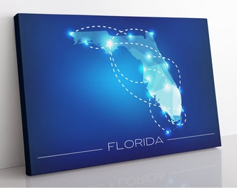Carte de l’art mural sur toile de Floride, encadré Florida Print Home Decor Wall Art, Aesthetic Room Decor Florida Gift For Office, Living Room Art