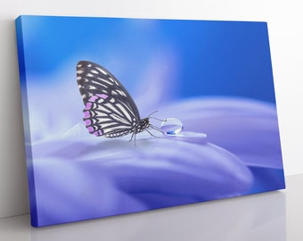 Canvasprint vlinder, ingelijste bloemenmuurkunst, decor